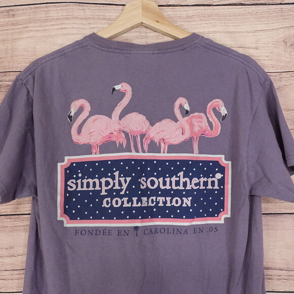 SIMPLY SOUTHERN COLLECTION FLAMINGOS FOUNDEE EN CAROLINA T-SHIRT SZ M MEDIUM - Picture 2 of 8